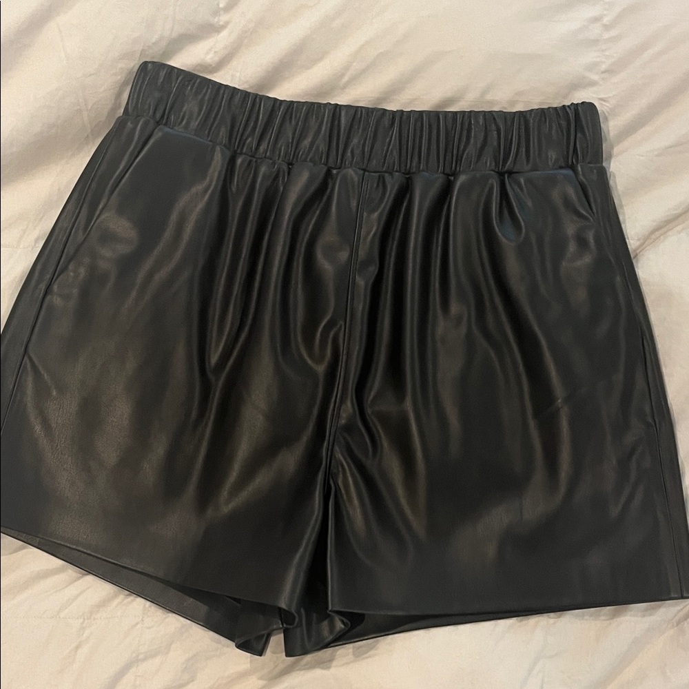 Blank NYC High Waist Black Faux Leather Shorts